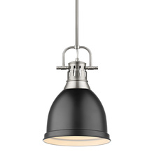  3604-S PW-BLK - Duncan Small Pendant with Rod in Pewter with a Matte Black Shade